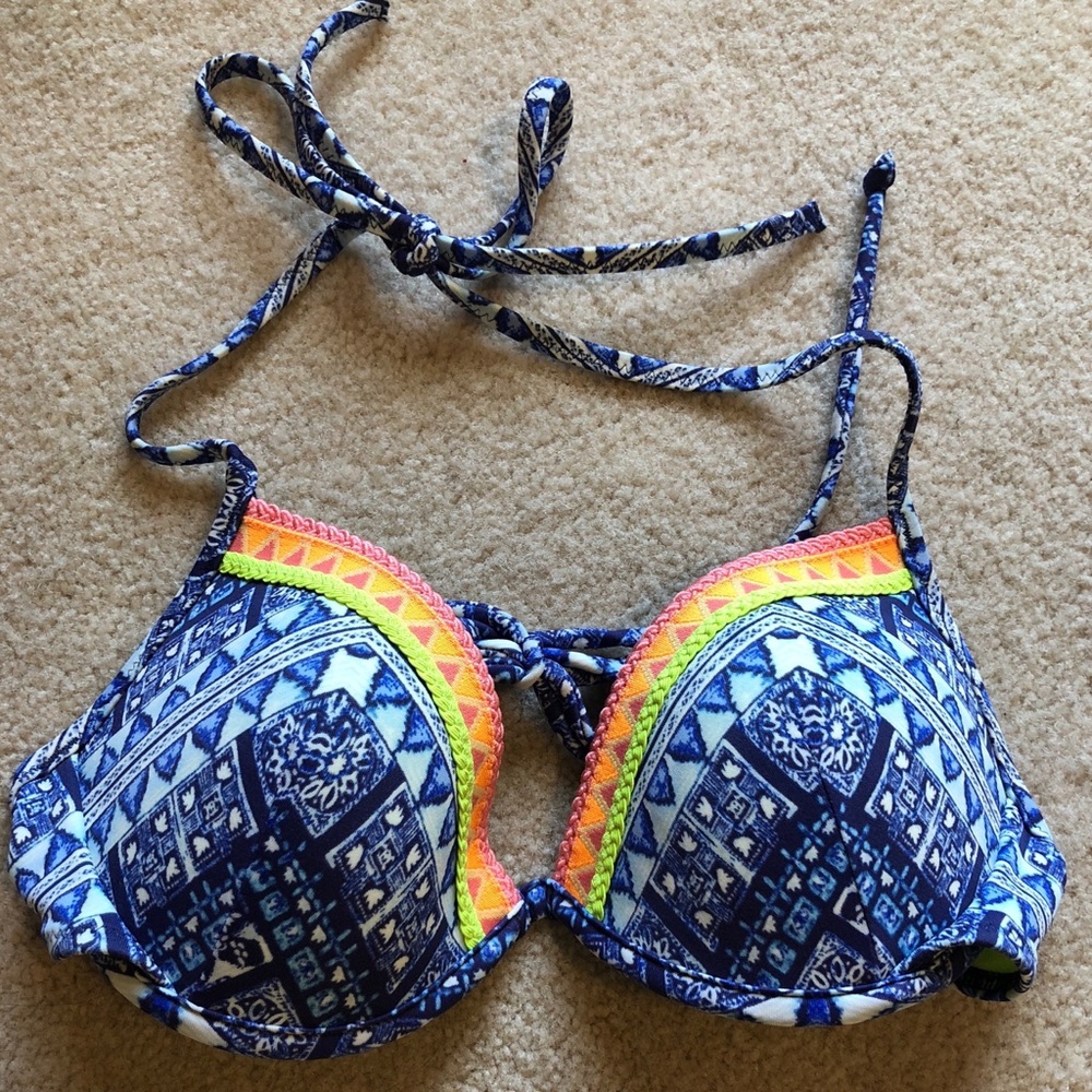 Victoria’s Secret blue embroidered bikini top